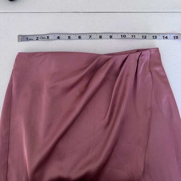 Miss Selfridge Satin Drape Wrap Blush Midi Skirt Women's 4‎ Elegant Date Night - Picture 10 of 12